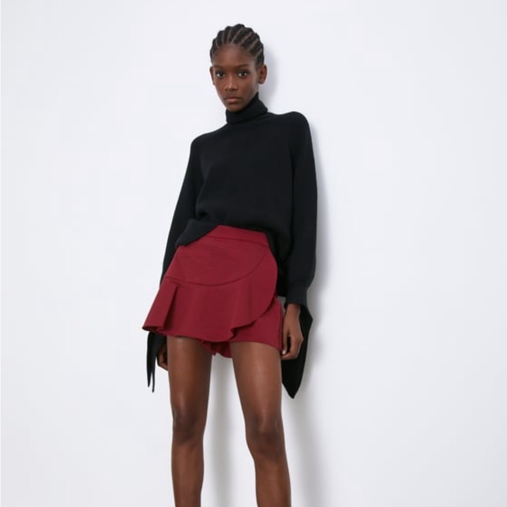ZARA houndstooth checker gingham plaid skirt M